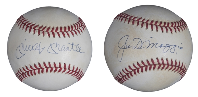 Lot of (2) Mickey Mantle and Joe DiMaggio Single Signed OAL Baseballs (SGC & UDA)